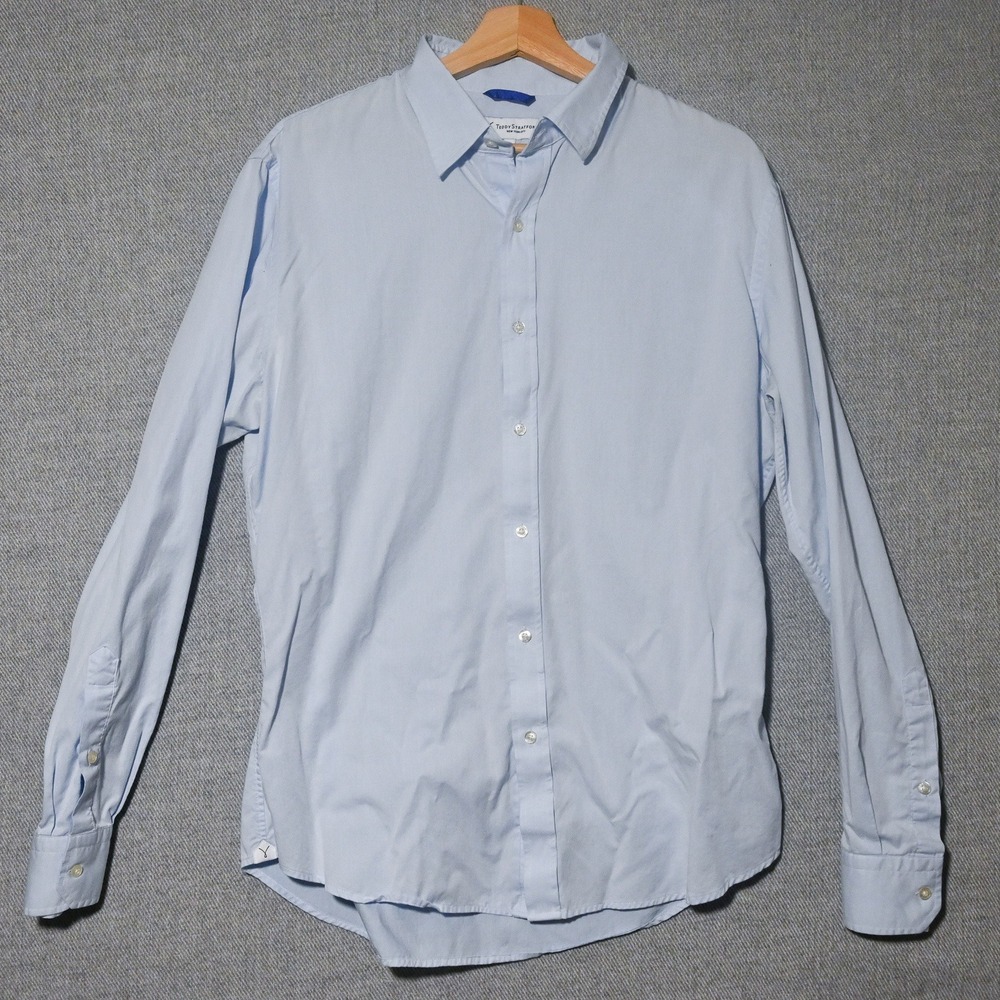 Teddy Stratford Zip Fit Shirt Mens Tailored Button Down 4 Light Blue